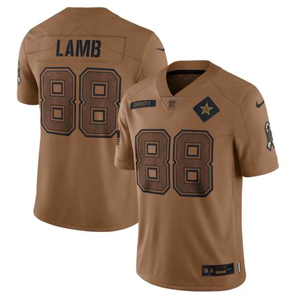 Men%27s Dallas Cowboys #88 CeeDee Lamb 2023 Brown Salute To Service Limited Football Stitched Jersey Dyin->denver broncos->NFL Jersey